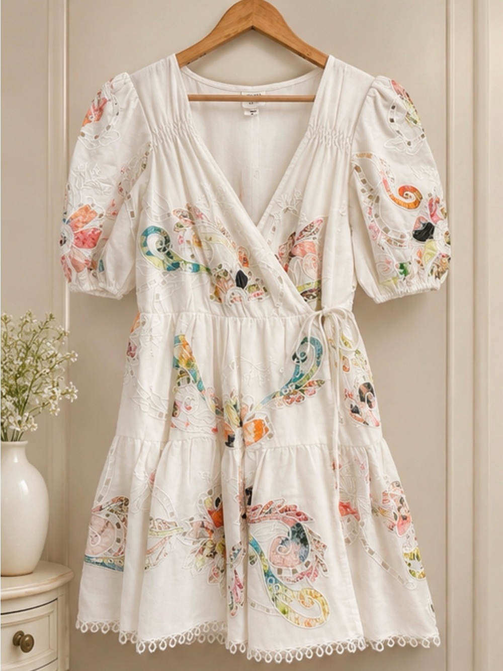 Hemant & Nandita Embroidered Wrap Mini Dress